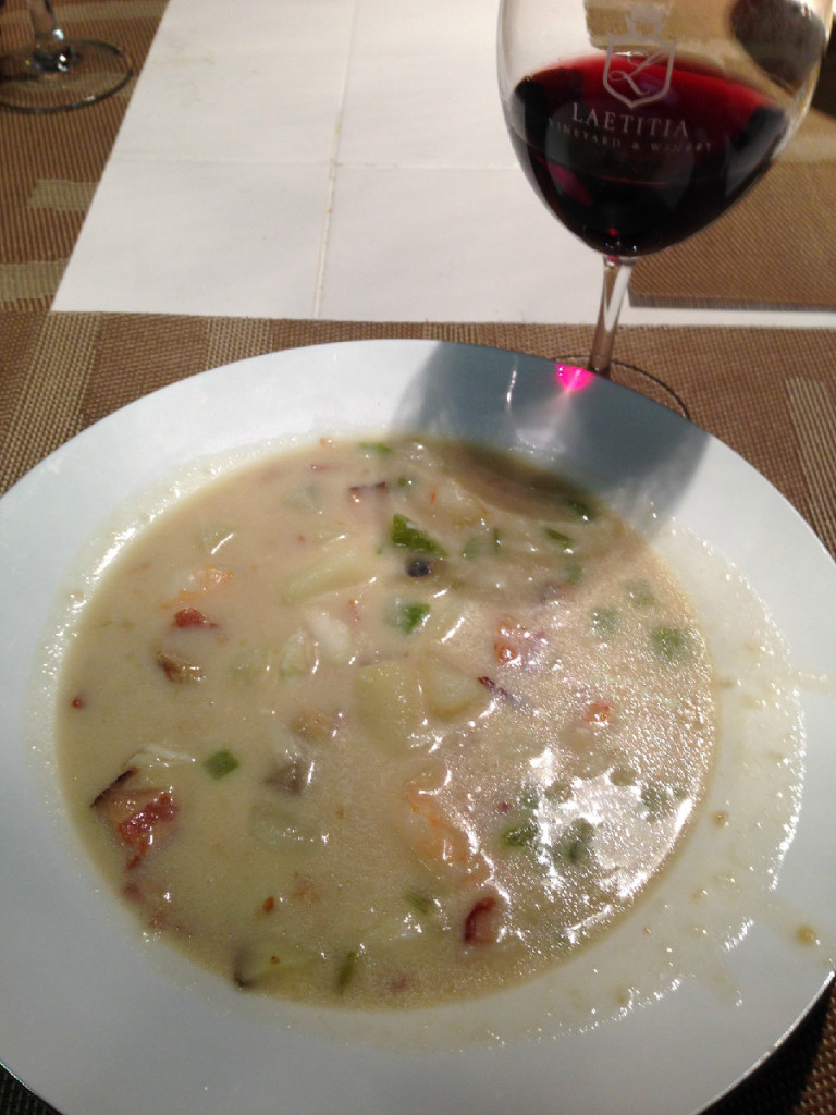 Seafood Chowder with Pinot Noir